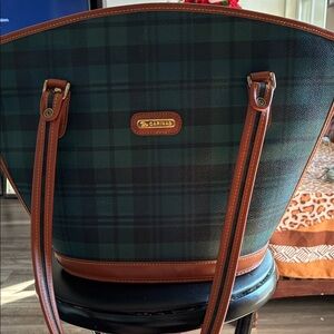 Green and Brown Checkered Tote Bag